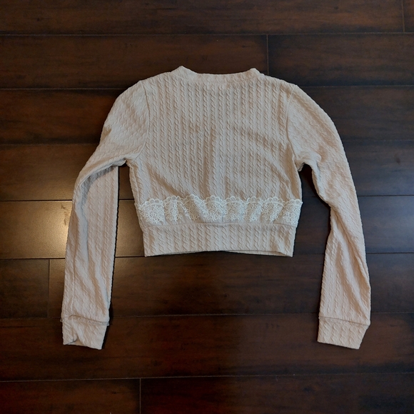 Liz Lisa Kawaii Cropped Beige Cable Knit Cardigan Size Small - Picture 6 of 11